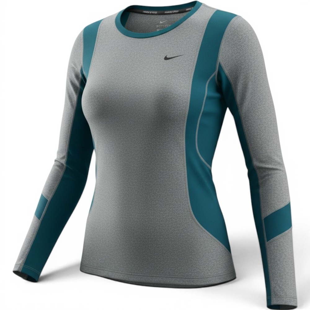 Nike Pro Dri-FIT Womens Long Sleeve Training Top Gray Teal BV5625-347 Small